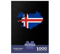 Jigsaw Puzzle 1000 Piece for Adults Iceland Map with Flag Puzzle for Adults Family Game Precision Cutting for Birthday, Chrismas 70x50cm/1000pcs