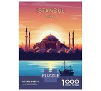 Jigsaw Puzzle 1000 Piece for Adults Istanbul, Turkey Travel Poster Illustration Puzzles for Adults Family Game Birthday Present Deal As Gifts for The Whole Family 38x26cm/1000pcs