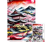Jigsaw Puzzle 1000 Piece for Adults Japanese Temple Landscape Impossible Game Learning Educational DIY Toys Artists' Collection, Fine Arts (52X38cm)
