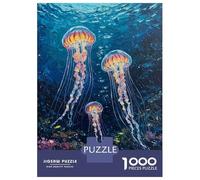 Jigsaw Puzzle 1000 Piece for Adults Jellyfish in The Deep Blue Sea Adult Jigsaw Hands-on Game Staycation Kill Time Stress Reduction Gifts 70x50cm/1000pcs