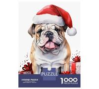 Jigsaw Puzzle 1000 Piece for Adults Jolly Santa Bulldog Jigsaw Puzzle Fun Games A Work of Art Deal As Gifts for The Whole Family 52x38cm/1000pcs