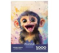 Jigsaw Puzzle 1000 Piece for Adults Joyful Baby Monkey Art Jigsaw Puzzle Fun Games A Work of Art Deal As Gifts for The Whole Family 38x26cm/1000pcs