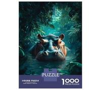 Jigsaw Puzzle 1000 Piece for Adults Jungle Hippo Mystery Puzzle for Adults Hands-on Game Improve Memory Stress Reduction Gifts 70x50cm/1000pcs