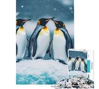 Jigsaw Puzzle 1000 Piece for Adults King Penguins on Iceberg in Antarctica Challenging To Complete Pattern Assembly Home Decoration Toys for And from 14 Years And over (50X75CM)