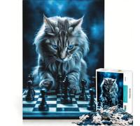 Jigsaw Puzzle 1000 Piece for Adults Kitten Checkmate Impossible Game Analysis And Logic Enhance Love between Couples 50x75cm