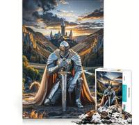 Jigsaw Puzzle 1000 Piece for Adults Knight Kneeling Before Castle Impossible Game Analysis And Logic Enhance Love between Couples 38x26cm