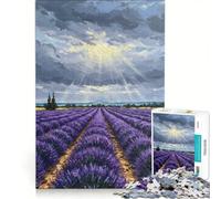 Jigsaw Puzzle 1000 Piece for Adults Lavender Field Under Dramatic Sky Painting Impossible Game Analysis And Logic Enhance Love between Couples 50x75cm