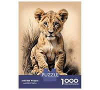 Jigsaw Puzzle 1000 Piece for Adults Lion Cub In The Savannah Adult Jigsaw Hands-on Game Staycation Kill Time Stress Reduction Gifts 52x38cm/1000pcs