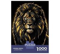 Jigsaw Puzzle 1000 Piece for Adults Lion with Golden Highlights on Black Jigsaw Toy Wall Decor Analysis And Logic Deal As Gifts for The Whole Family 38x26cm/1000pcs