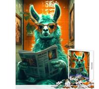 Jigsaw Puzzle 1000 Piece for Adults Llama Reading Newspaper in Bathroom Impossible Game Learning Educational DIY Toys Artists' Collection, Fine Arts (50X75cm)