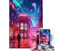 Jigsaw Puzzle 1000 Piece for Adults London Retro Synthwave Challenging To Complete Pattern Assembly Home Decoration Toys for And from 14 Years And over (38X26cm)