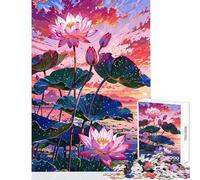 Jigsaw Puzzle 1000 Piece for Adults Lotus Flowers at Sunset Educational Game Difficult Hard Anti-Stress Toys Birthday And Unique Gifts (38X52cm)