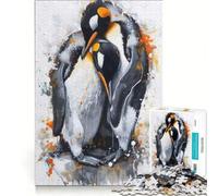 Jigsaw Puzzle 1000 Piece for Adults Loving Watercolor Penguins Hands-on Game Improve Memory Artists Collection Fine Art 38x52cm