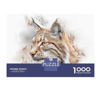 Jigsaw Puzzle 1000 Piece for Adults Lynx Portrait with Watercolor Splashes Adult Jigsaw Hands-on Game Staycation Kill Time Stress Reduction Gifts 38x26cm/1000pcs