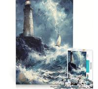 Jigsaw Puzzle 1000 Piece for Adults Maelstrom Lighthouse Hands-on Game Improve Memory Artists Collection Fine Art 38x52cm