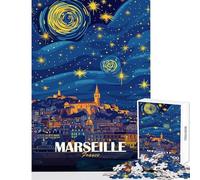Jigsaw Puzzle 1000 Piece for Adults Marseille France Nightscape Art 1000 Jigsaw Puzzle Home Decoration Toys Gifts Birthday Family Activities (38x26cm)