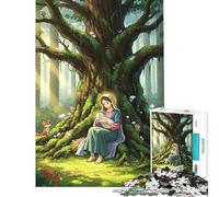 Jigsaw Puzzle 1000 Piece for Adults Mary And Baby Jesus in Forest Puzzles for Adults Family Game For Family Fun for Birthday, Chrismas (Size 38x26cm)