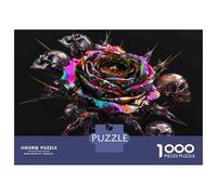 Jigsaw Puzzle 1000 Piece for Adults Metallic Rose with Skulls Puzzle for Adults Family Game Precision Cutting for Birthday, Chrismas 38x26cm/1000pcs