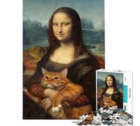 Jigsaw Puzzle 1000 Piece for Adults Mona Lisa Meme Cat Challenging To Complete Pattern Assembly Home Decoration Toys for And from 14 Years And over (38X52cm)