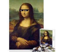 Jigsaw Puzzle 1000 Piece for Adults Mona Lisa Meme Sunglasses Practical Game Learning Educational Home Decoration Toys Artists' Collection, Fine Arts (50X75cm)
