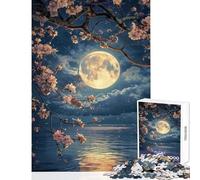 Jigsaw Puzzle 1000 Piece for Adults Moon Cherry Blossom Practical Game Learning Educational Home Decoration Toys Artists' Collection, Fine Arts (50X75cm)