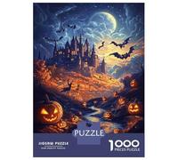 Jigsaw Puzzle 1000 Piece for Adults Moonlit Castle Halloween Jigsaw Puzzle Fun Games A Work of Art Deal As Gifts for The Whole Family 38x26cm/1000pcs