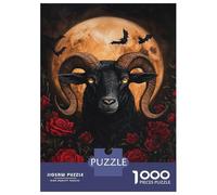 Jigsaw Puzzle 1000 Piece for Adults Moonlit Ram And Roses -4 Puzzle for Adults Hands-on Game Improve Memory Stress Reduction Gifts 52x38cm/1000pcs