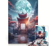 Jigsaw Puzzle 1000 Piece for Adults Moonlit Torii Gate Impossible Game Fun at Home Activities Suitable for Desktop Decoration 38x52cm