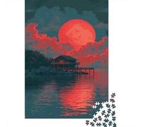 Jigsaw Puzzle 1000 Piece for Adults Moonlit Waterfront Retreat Jigsaw Toy Wall Decor Analysis And Logic Deal As Gifts for The Whole Family 38x26cm/1000pcs