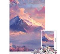 Jigsaw Puzzle 1000 Piece for Adults Mount Fuji with Cherry Blossoms Painting Practical Game Learning Educational Home Decoration Toys Artists' Collection, Fine Arts (50X75cm)