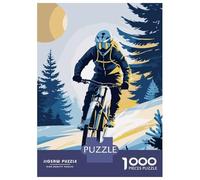 Jigsaw Puzzle 1000 Piece for Adults Mountain Biker in Winter Landscape Puzzle for Adults Hands-on Game Improve Memory Stress Reduction Gifts 38x26cm/1000pcs