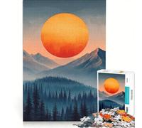 Jigsaw Puzzle 1000 Piece for Adults Mountain Landscape with Sun And Trees, Impossible Game, Analysis And Logic, Enhance Love between Couples 50x75cm