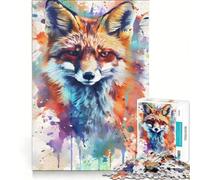 Jigsaw Puzzle 1000 Piece for Adults Mr Fox in Watercolours Splash Impossible Game Fun at Home Activities Suitable for Desktop Decoration 38x26cm