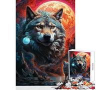 Jigsaw Puzzle 1000 Piece for Adults Mysterious Moon Lone Wolf Practical Game Learning Educational Home Decoration Toys Artists' Collection, Fine Arts (26X38cm)