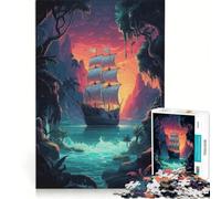 Jigsaw Puzzle 1000 Piece for Adults Mysterious Pirate Ship Impossible Game Fun at Home Activities Suitable for Desktop Decoration 38x52cm