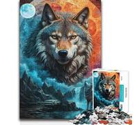Jigsaw Puzzle 1000 Piece for Adults Mystical Moon Lone Wolf Difficult Hard Relaxing Games Suitable for Ages 14 And Up 50x75cm