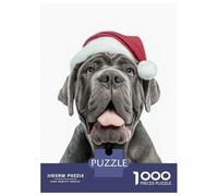 Jigsaw Puzzle 1000 Piece for Adults Neapolitan Mastiff Dog with Santa Hat Portrait Jigsaw Puzzle Fun Games A Work of Art Deal As Gifts for The Whole Family 70x50cm/1000pcs