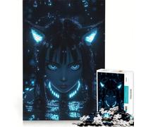 Jigsaw Puzzle 1000 Piece for Adults Neon Glow Anime Girl Impossible Game Fun at Home Activities Suitable for Desktop Decoration 38x52cm