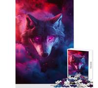 Jigsaw Puzzle 1000 Piece for Adults Neon Wolf Mystique Practical Game Learning Educational Home Decoration Toys Artists' Collection, Fine Arts (52X38cm)