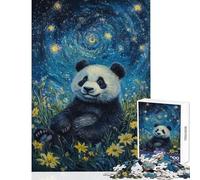 Jigsaw Puzzle 1000 Piece for Adults Panda in Starlight Meadow Brain Teaser Game Staycation Kill Time Educational Toy Birthday And Unique Gifts (50X75cm)