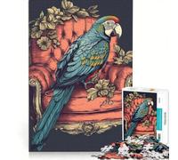 Jigsaw Puzzle 1000 Piece for Adults Parrot Red Couch Vintage, Impossible Game, Analysis And Logic, Enhance Love between Couples 50x75cm