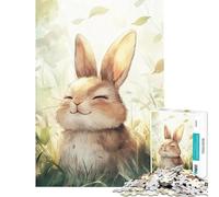 Jigsaw Puzzle 1000 Piece for Adults Peaceful Bunny in Grass Puzzles for Adults Anti-Stress Toys Staycation Kill Time Help The Brain Exercise (size 38x52cm)