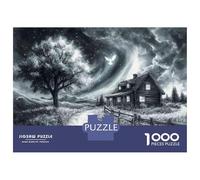 Jigsaw Puzzle 1000 Piece for Adults Peaceful Night Cottage Scene Puzzle for Adults Family Game Precision Cutting for Birthday, Chrismas 52x38cm/1000pcs