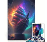 Jigsaw Puzzle 1000 Piece for Adults Pirate Ship In Space, Impossible Game, Analysis And Logic, Enhance Love between Couples 38x52cm