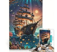 Jigsaw Puzzle 1000 Piece for Adults Pirate Ship Landscape, Impossible Game, Analysis And Logic, Enhance Love between Couples 50x75cm