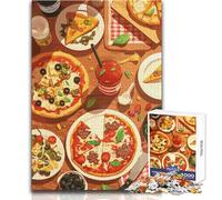 Jigsaw Puzzle 1000 Piece for Adults Pizza Feast Still Life Illustration Challenging Game Toys Presents for Women Birthday Gift Size 38x26cm