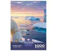 Jigsaw Puzzle 1000 Piece for Adults Polar Bear Family at Sunset Puzzle for Adults Hands-on Game Improve Memory Stress Reduction Gifts 70x50cm/1000pcs