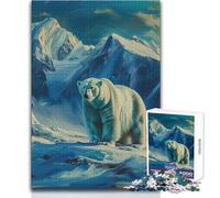 Jigsaw Puzzle 1000 Piece for Adults Polar Bear in Svalbard Enhance Memory Family Game for 14+ Puzzle Game Offered (size 38x52cm)