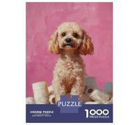 Jigsaw Puzzle 1000 Piece for Adults Poodle on Toilet Paper Mountain Painting Poodle Bathroom Print Jigsaw Puzzle Fun Games A Work of Art Deal As Gifts for The Whole Family 38x26cm/1000pcs
