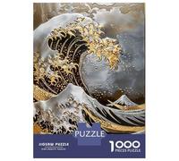 Jigsaw Puzzle 1000 Piece for Adults Precious Metal Japan Wave Jigsaw Puzzle Fun Games A Work of Art Deal As Gifts for The Whole Family 38x26cm/1000pcs